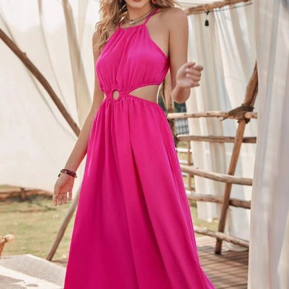 Boho Maxi Dress Hot Pink - Picture 4 of 8